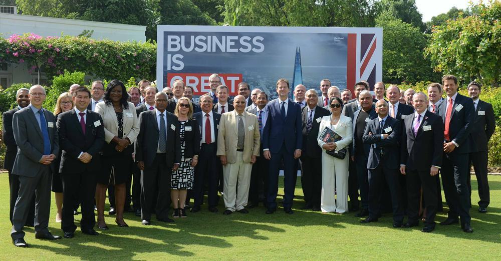 Dame Asha (front, fourth from right) joins Deputy Prime Minister Nick Clegg's trade delegation to India