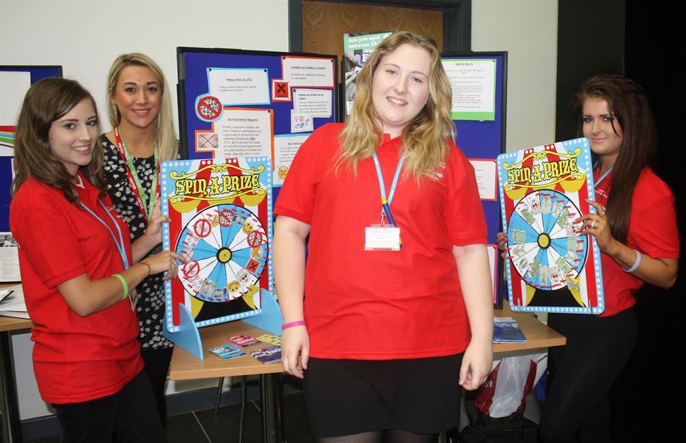 Student health champions Kathleen Dickens, Saphire-Jade Ramsden and Kaylee Hibbit with Samantha Hammond from Nottinghamshire County Council