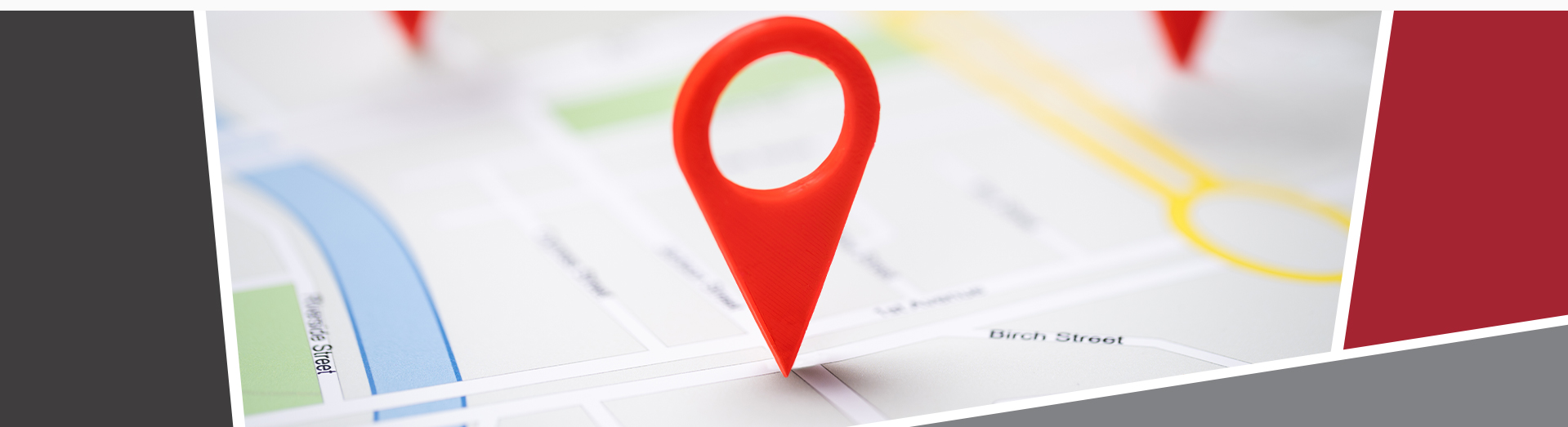 Image of a map with various pins on marking locations.