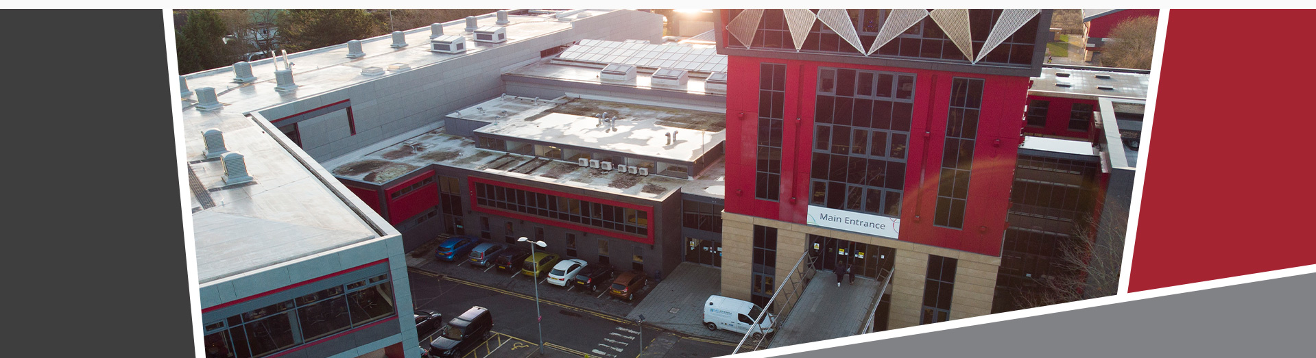 An aerial image of the Derby Road campus.