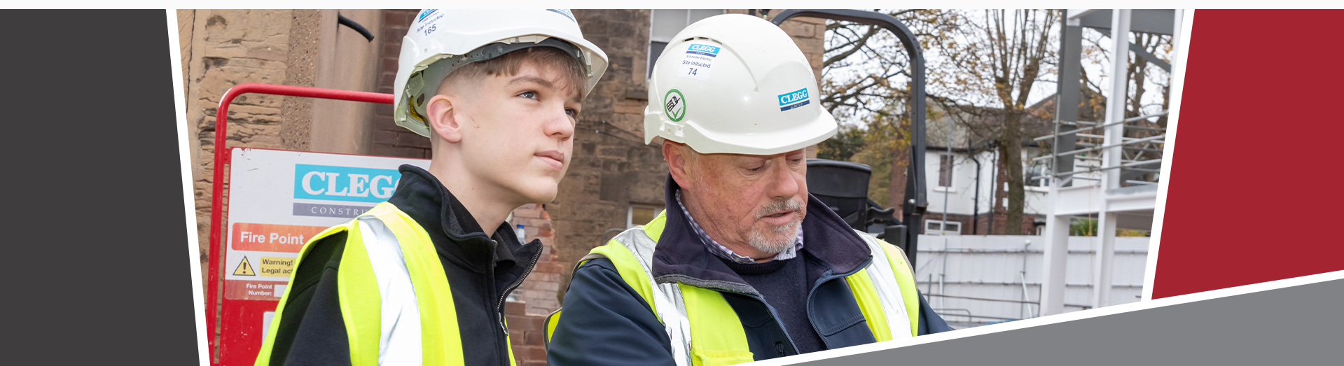 Engineering student with his employer on-site