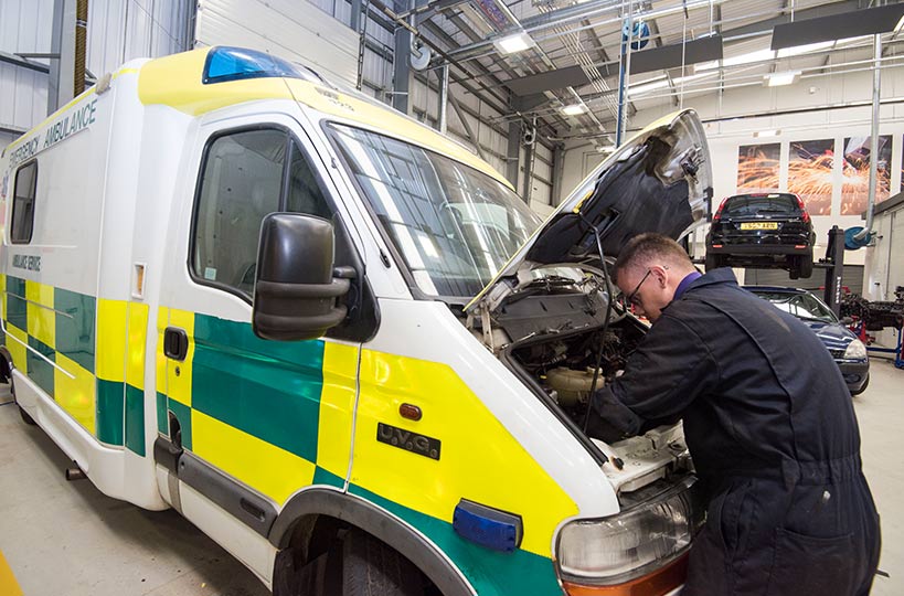 Motor vehicle students get the opportunity to test their skills on a variety of cars and transport.