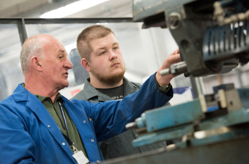 Practising using industry-standard machinery helps students to develop specialist skills.