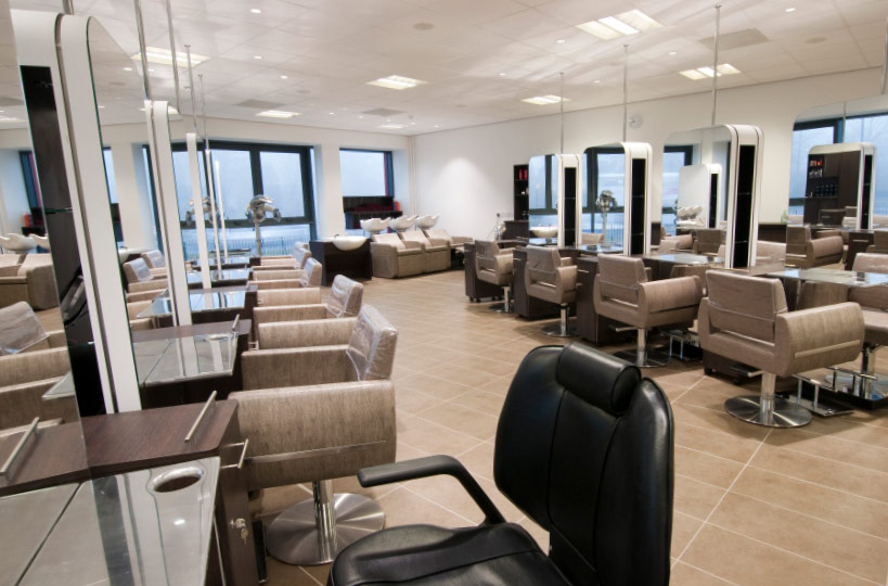 Bright and airy salon spaces for learning.