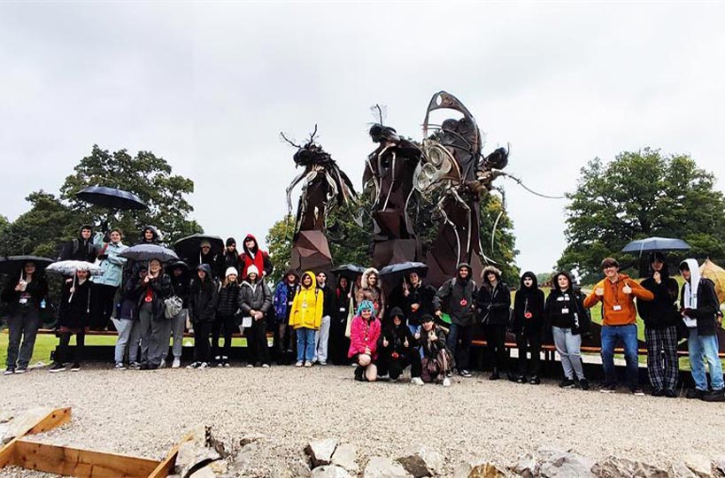 Art and design students venture into Derbyshire to sketch a large-scale sculpture exhibition to inspire their next art project.