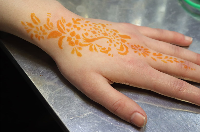 Creativity took a cultural twist in our Level 2 Make-up Artistry class as they took part in a Henna workshop, creating their own intricate designs on hands and arms.