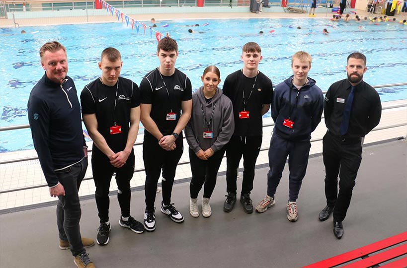 Level 2 CIMSPA Practitioner Professional Sport Fitness students have earnt themselves a skill for life and a route into new jobs. They’ve completed the intensive National Pool Lifeguard Qualification (NPLQ), in partnership with Lammas Leisure Centre, and have all gained work placements as lifeguards at the centre.