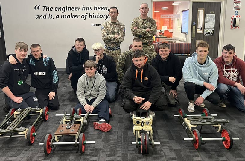 Students studying motor vehicle learned about life and careers in the Armed Forces, courtesy of talks and presentations as well as a team based activity to get involved in. 