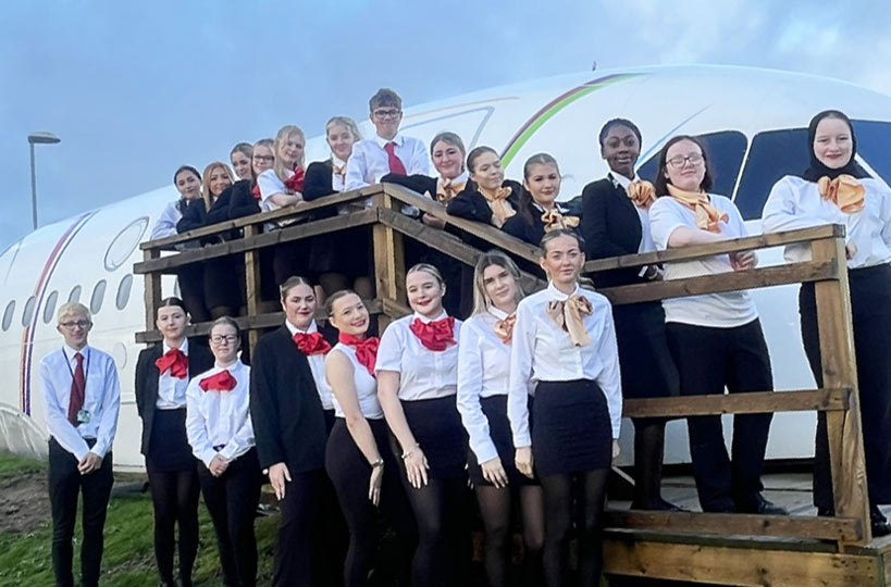 Level 2 students have undergone an assessment on the Vision Air plane, as part of their cabin crew training.