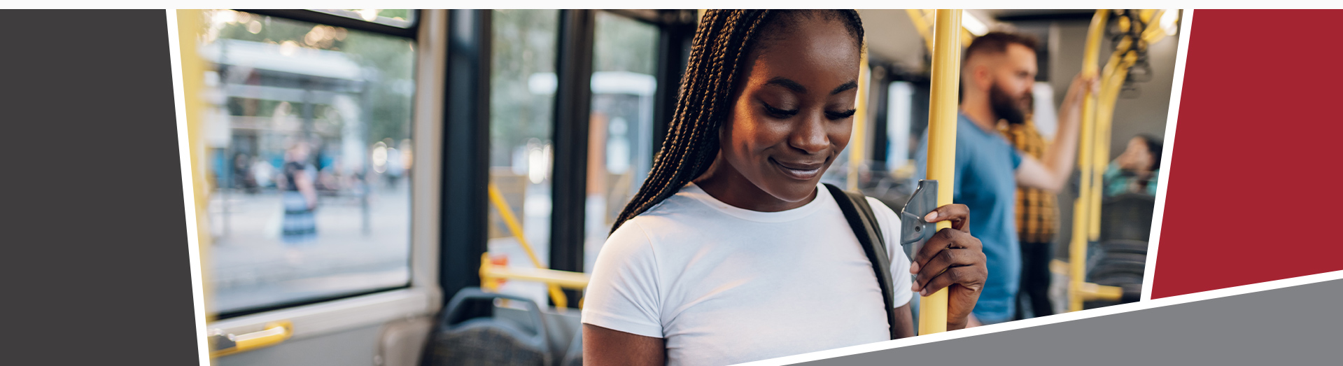 Student on the bus, using their phone