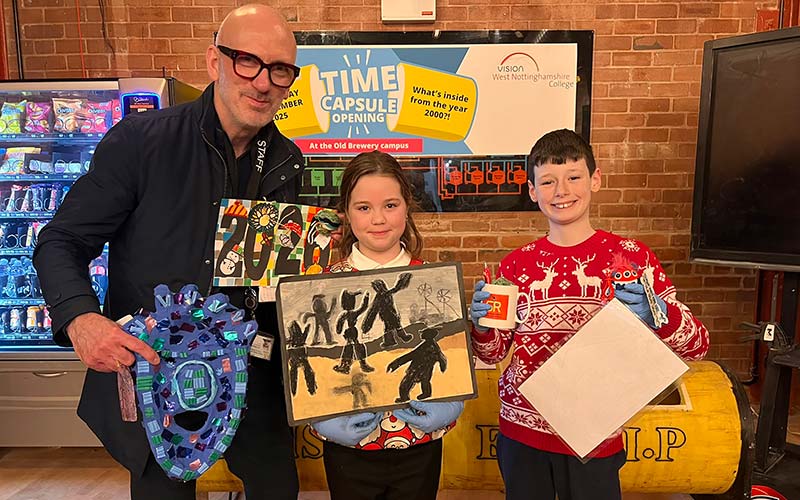 Sutton Road Primary assistant headteacher Jim Wakeland Faith and Henry with items they brought in