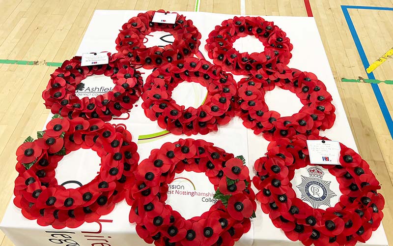 Wreaths were laid by guests students and staff
