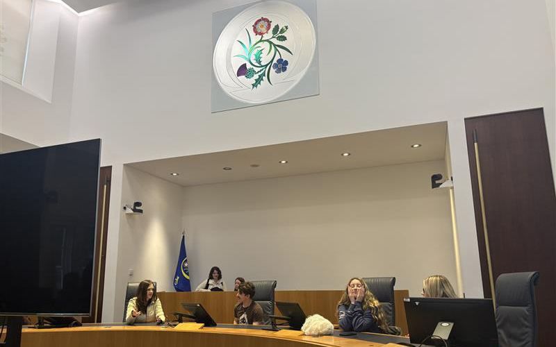 Students sat inside courtroom 1 at the Supreme Court