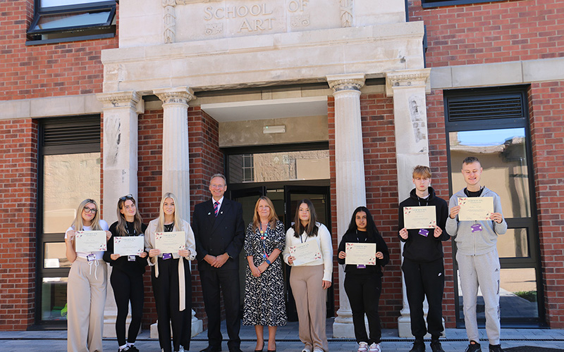 the-winning-teams-aloette-and-marea-with-principal-andrew-cropley-and-assistant-principal-jane-fishwick