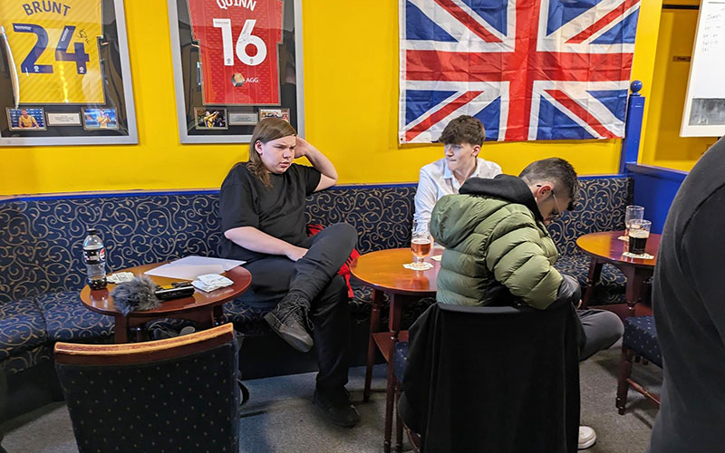 Filming scenes at Mansfields Smith Street Social Club