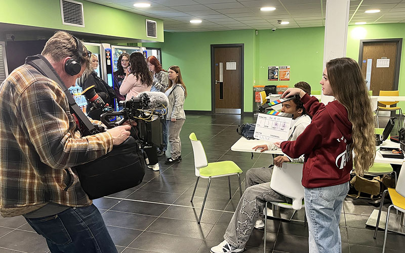 One of the scenes of the film in the colleges courtyard diner at the Derby Road campus