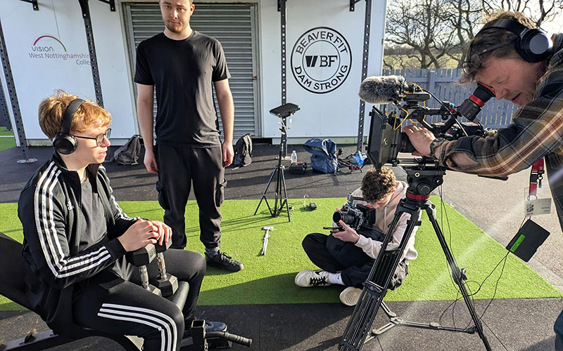 Rob Gould from Godolphin Communications filming students on location