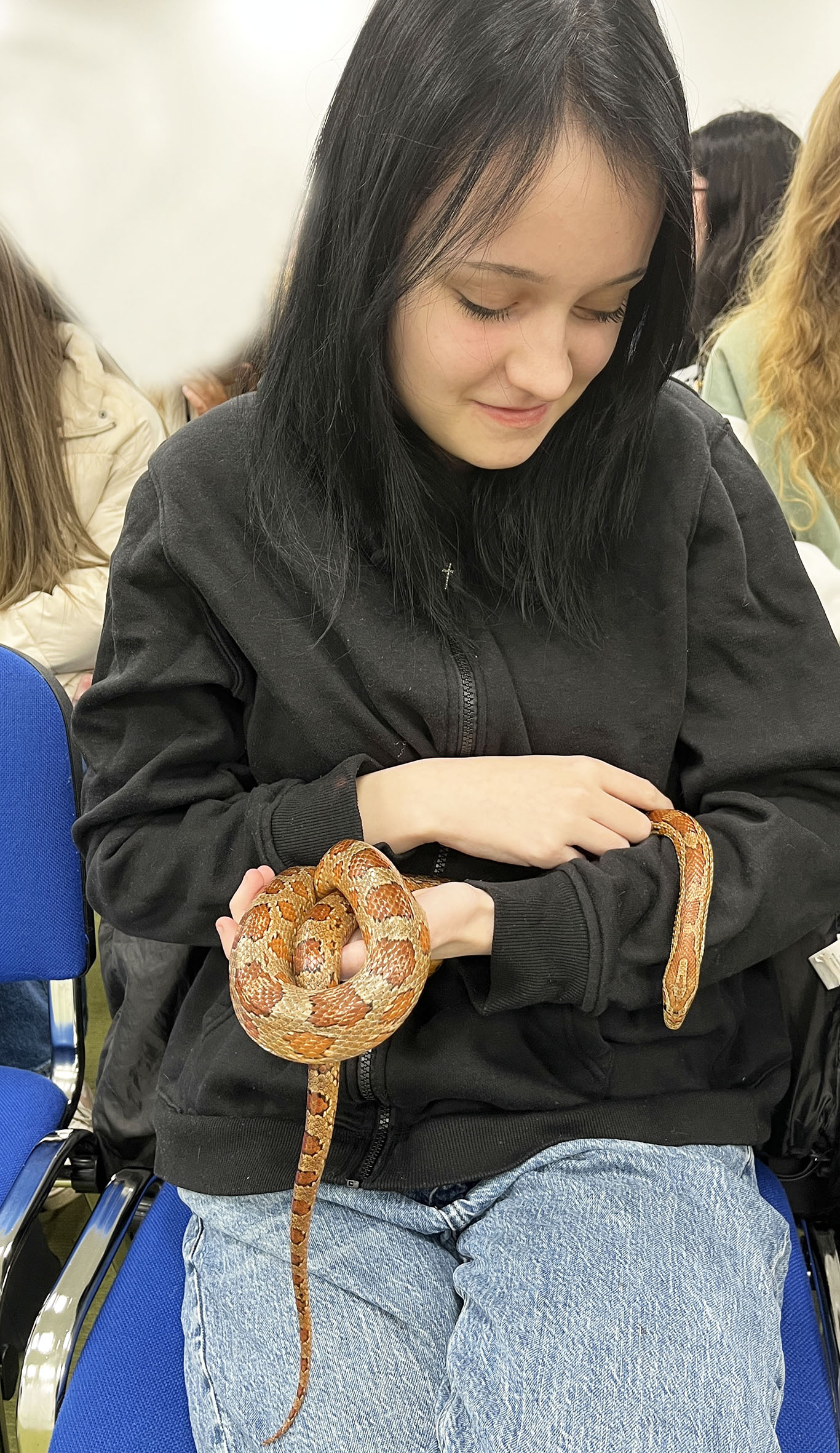 Intermediate Certificate in Animal Care student Tia mai Owen with the corn snake