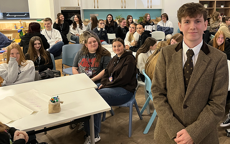 Kia was welcomed by early years students who found out more about his nanny training with world renowned organisation