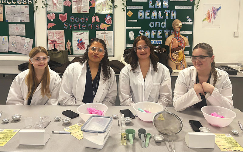 Beauty therapy students enjoyed creating a fizz in the lab
