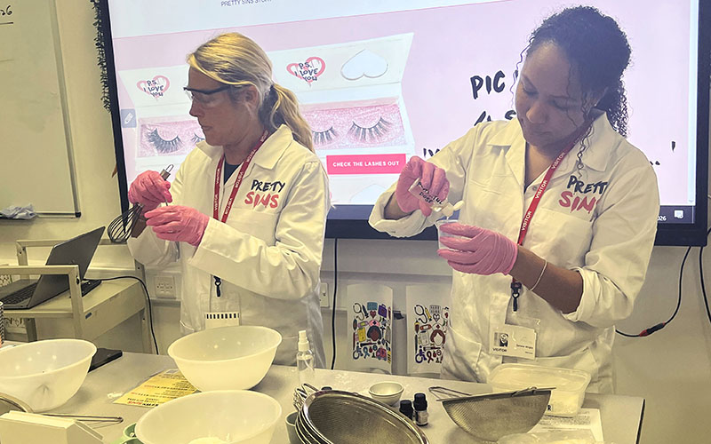 Kat and Serene from Pretty Sins demonstrated how to make the bath product