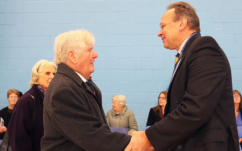 Former principal Don with current principal Andrew Cropley