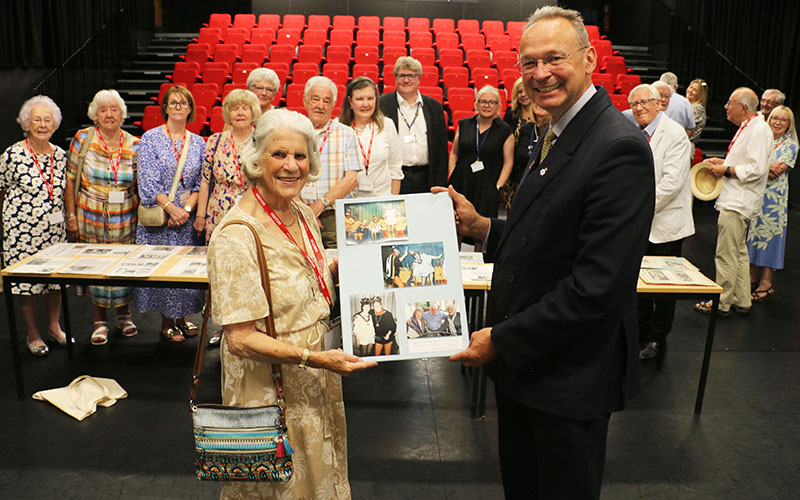 Jane Mackenzie with Andrew Cropley and guests in the Don Mackenzie Theatre.
