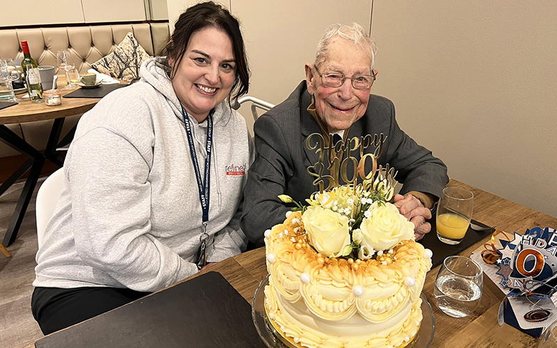 Chef tutor Jen Hardy who brought out the cake she baked for Roy Broadley