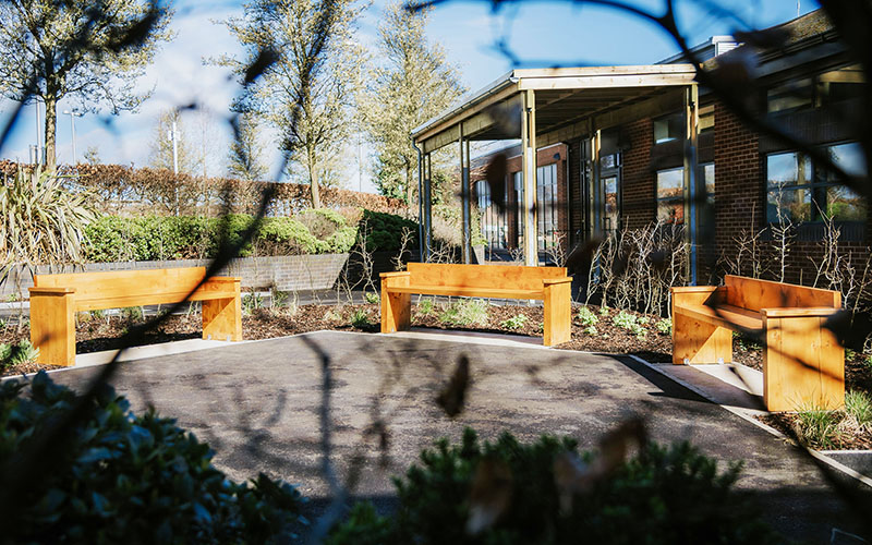 Students also made the benches situated on the memorial garden