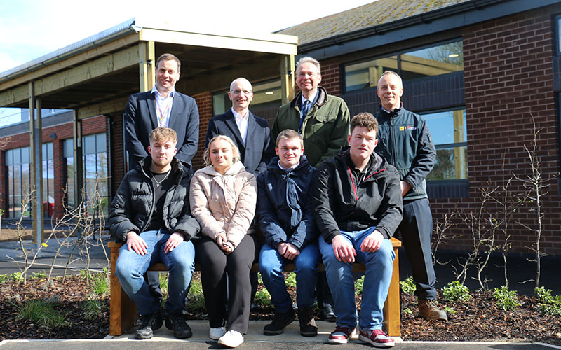 Students seated left to right Kacper Dudek Ellie Butler George Knights and Reuben Slack