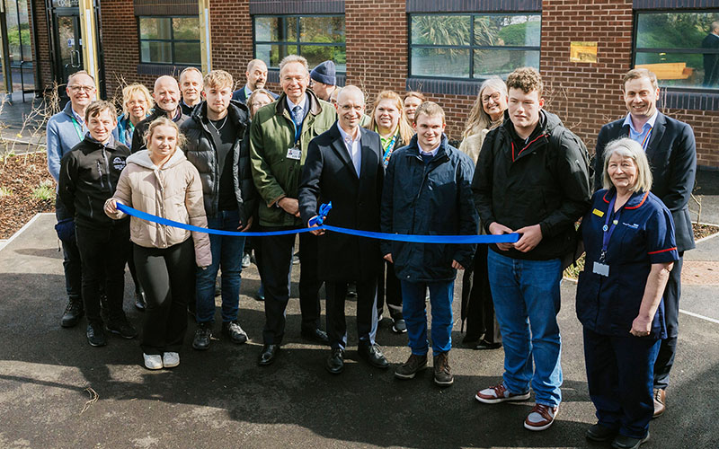 The official ribbon cutting of the student-designed garden