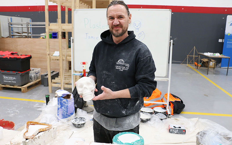 A plaster moulding workshop was delivered by Jamie Higgins from the colleges construction curriculum