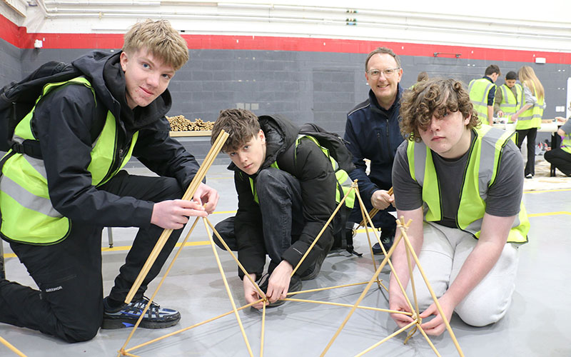 Alpha Constructions operations manager Robin Denton showed groups the art of tetrahedron building