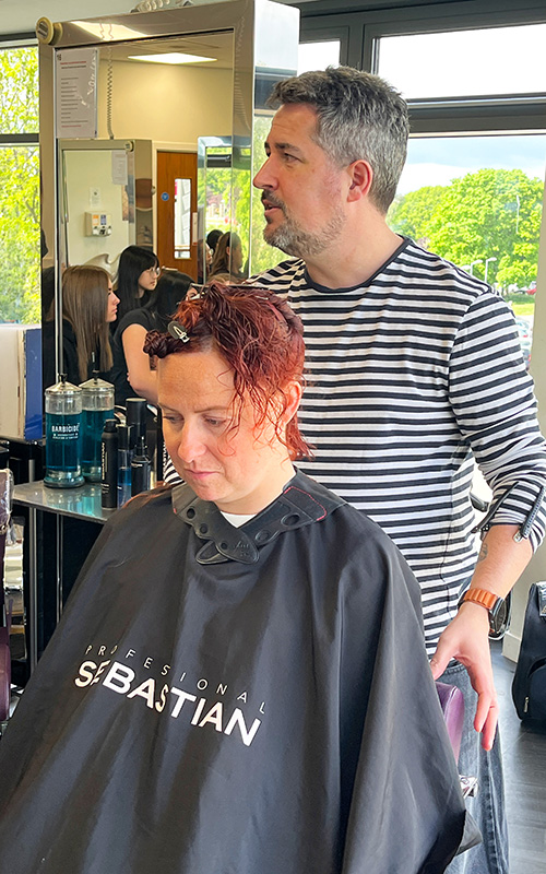 Paul took a lot of length off Sarahs hair before creating the new look