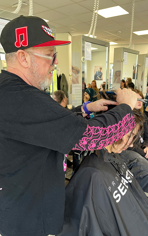 Rich working on getting the right length on Jess hair