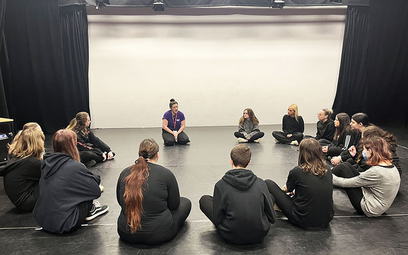 Trestle practitioner Helen Barnett introduced students to mask theatre