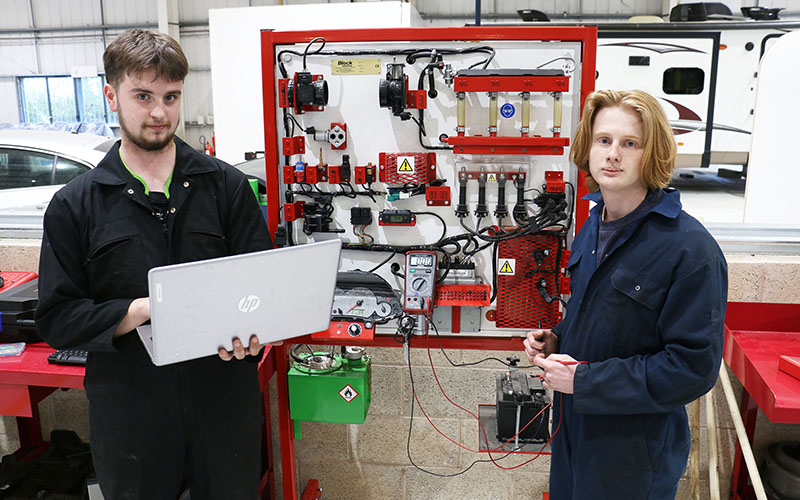 Level 3 Diagnostics and Repair students Cian Pratt left and Pierce Butler