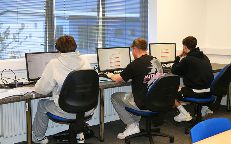 The computer room on the first floor for students to research and work on assignments