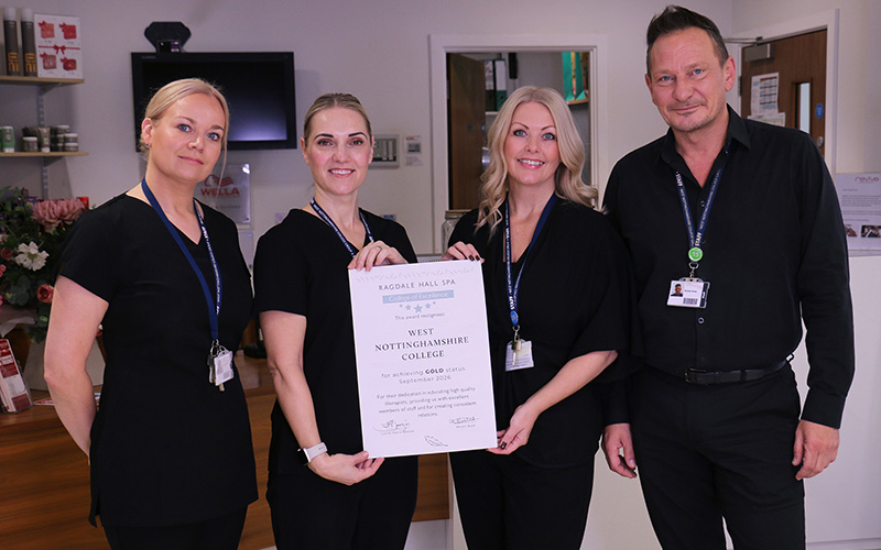 artistry, Kate Taylor, beauty therapy teacher, Suzanne Szepeta, teaching head of department for hairdressing and beauty therapy and Nicholas Thorpe, head of department for apprenticeships, adult and commercial.