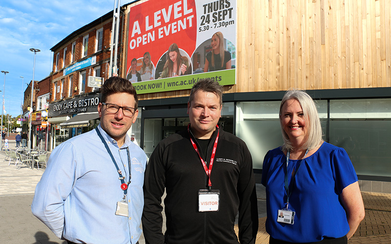 (Left to right) Andrew Stevens, head of centre at Portland Square, Shaun Middleton, director at Lukes & Godwin Ltd and Danielle Askham, work placement engagement officer for construction
