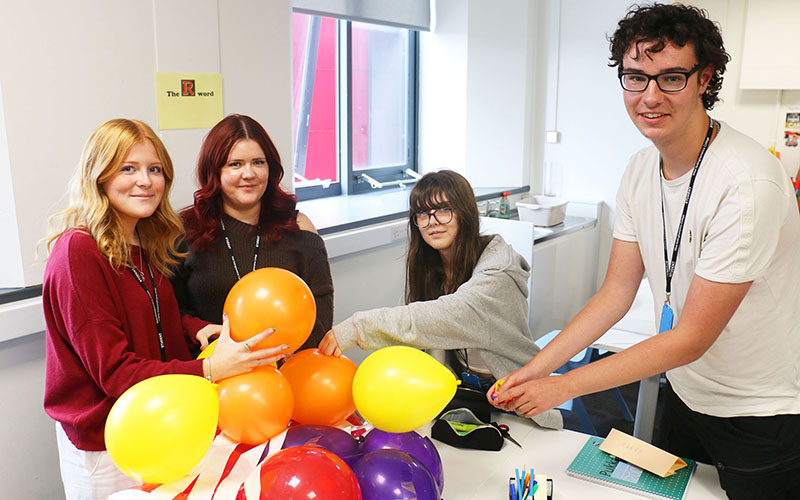 T Level in Education and Childcare students take on a fun team-building balloon chair challenge