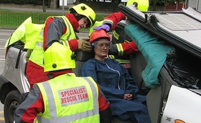 Image of a demonstration of a road traffic accident.