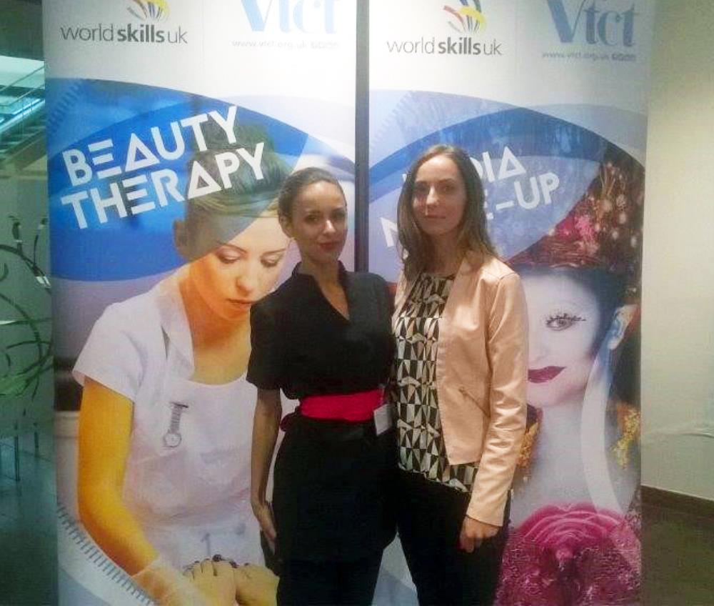 Paula (left) celebrated her first place with Bradford College's head of beauty and spa