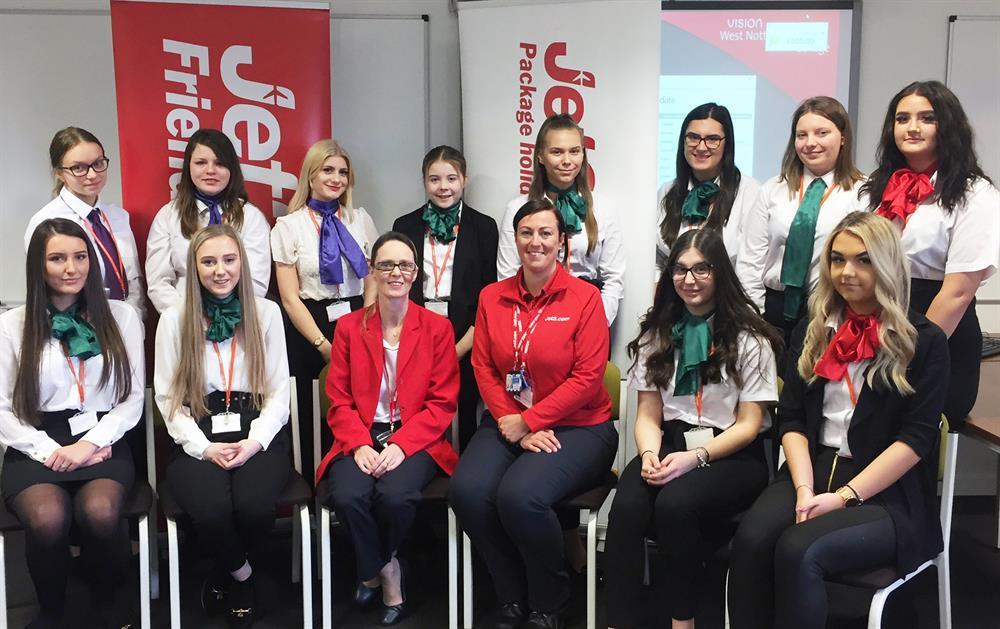 Sudents got great careers advice from Amanda Kay (front, third left) and Michelle Parker (front, third right)