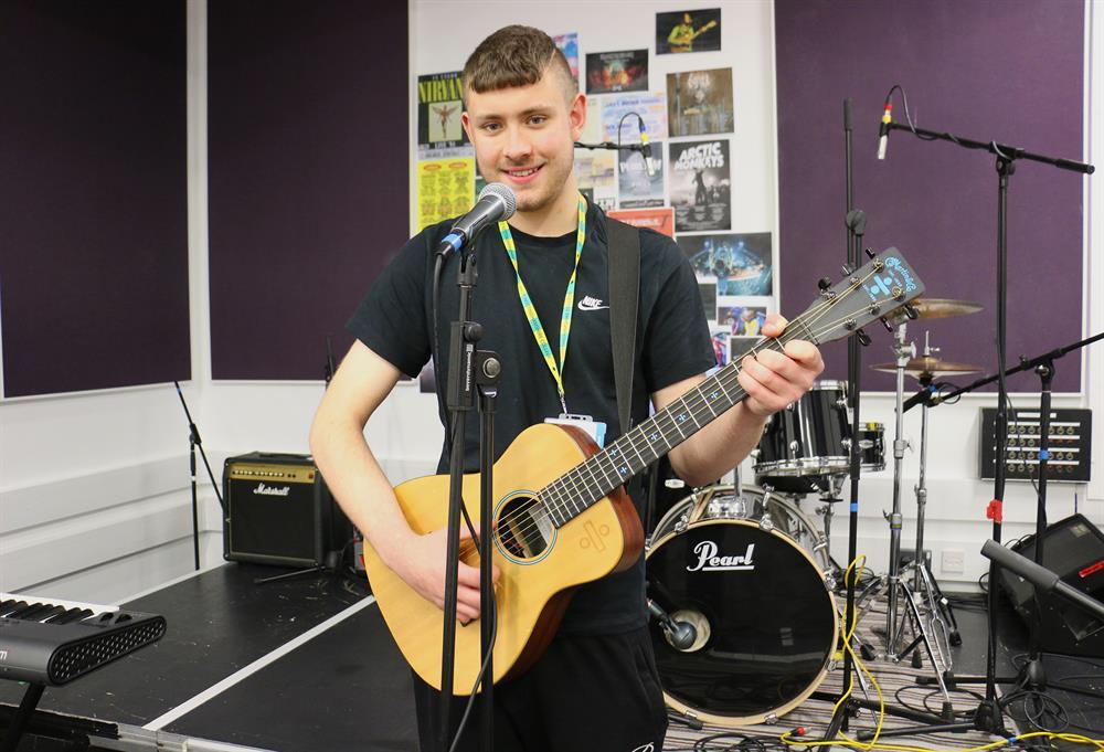 Ashley practices in the rehearsal room at the college’s Create venue.