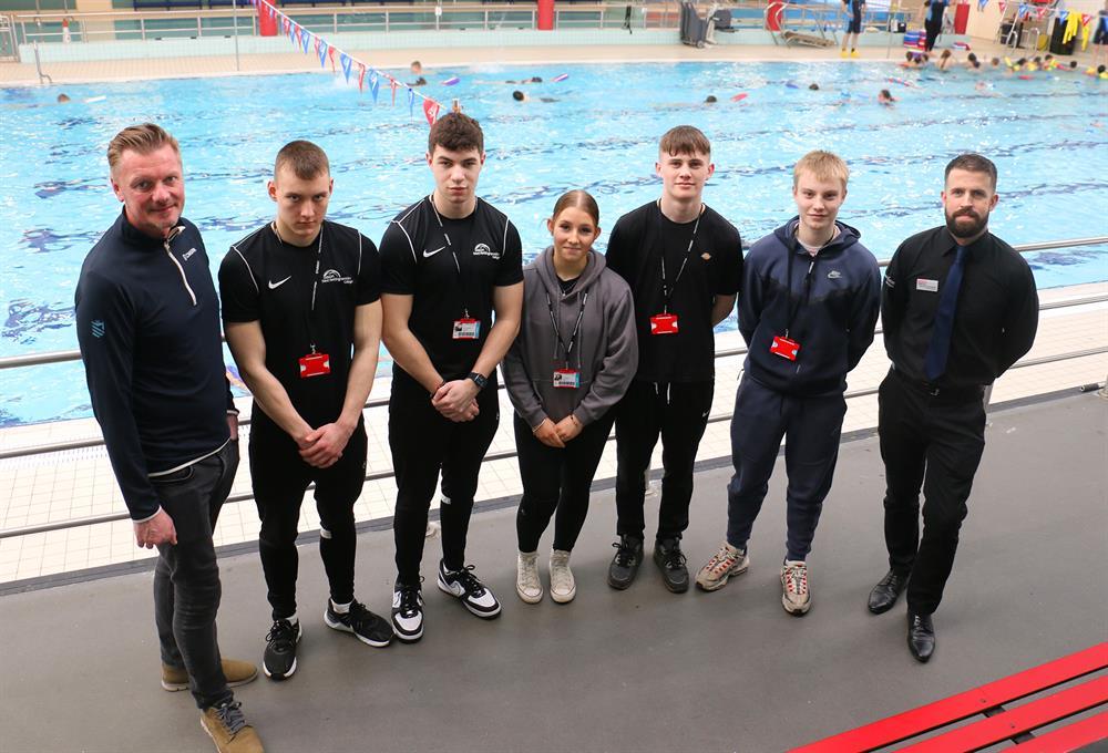 (Left to right) Colin Huffen, Dawid Detlaf, Alex Foster, Leah Walker, Archie Whitby, Noah Webb and Tommy Fairweather