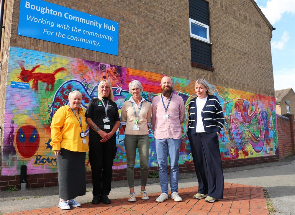 Staff from Newark and Sherwood District Council and West Nottinghamshire College at the Boughton Community Hub