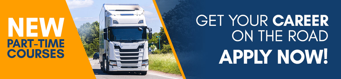 Header image saying new part-time courses. Get your career on the road, APPLY NOW!