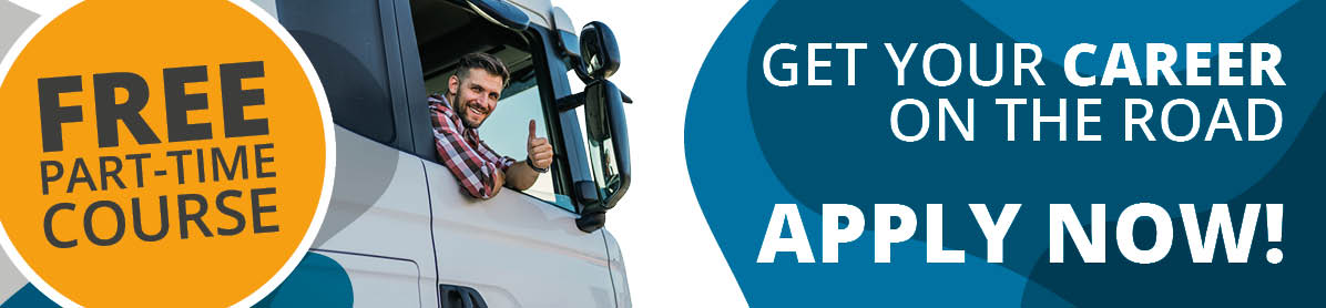 Header image saying new part-time course. Get your career on the road, APPLY NOW!