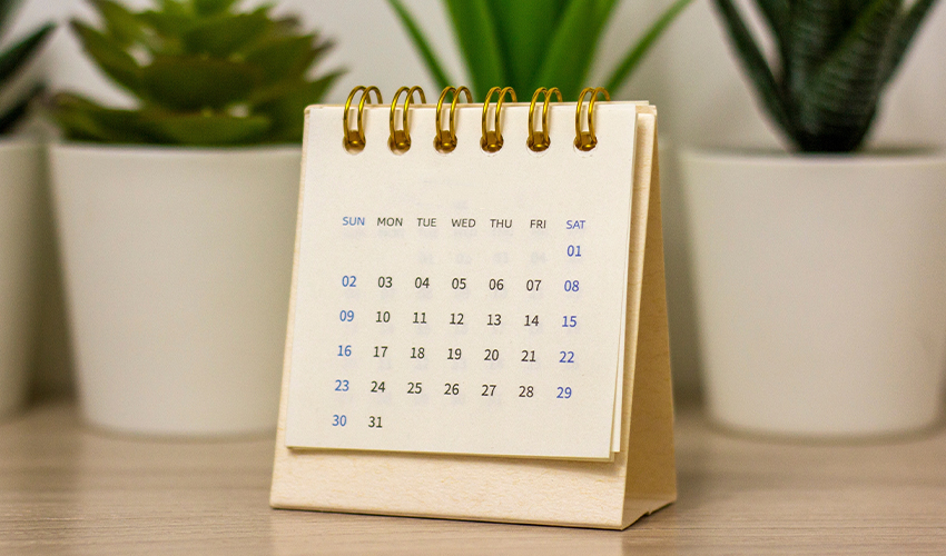 An image of an empty calendar.